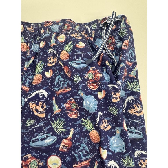 NWT Peter Millar Seaside "Ship Faced" ATL Blue W/ Koozie Swim Trunks MEDIUM $98 - Picture 2 of 8